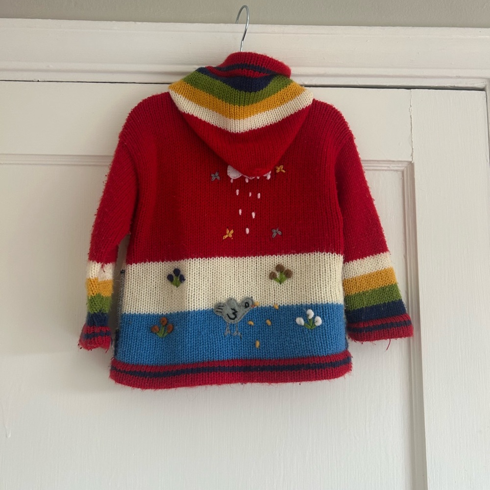 Colorful Children's Knit Cardigan with Animal Design - Picture 2 of 3